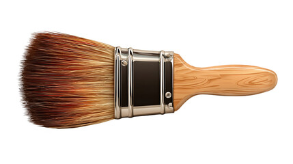 Poster - Newly crafted paint brush featuring a wooden handle and metal ferrule, isolated against a transparent background, perfect for various painting and decorating projects
