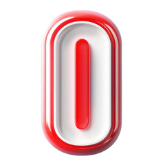 Poster - Isolated red and white rounded rectangular shape with a red stripe in the center on black background