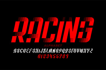 Fototapete - Racing. Sport style font, alphabet letters and numbers vector illustration