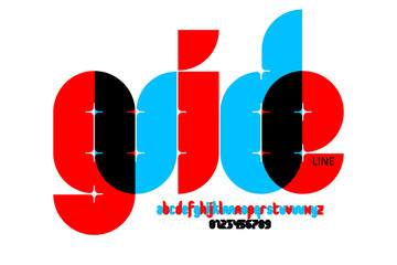 Poster - guide. Lowercase font, alphabet letters and numbers vector illustration