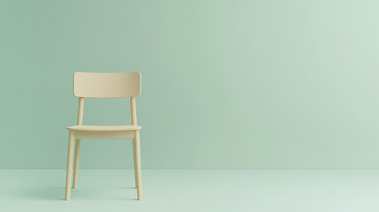 Aufkleber - Minimalist chair: Light wood chair in a light green setting.  Shows simplicity. Good for an office or home.  Clean design concept. Comfort