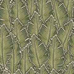 Wall Mural - Tropical green palm leaves seamless pattern. Exotic jungle wallpaper.