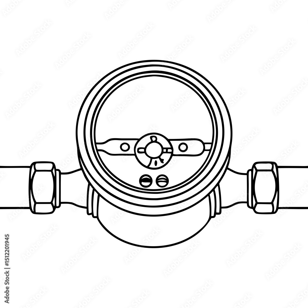 Line Drawing Potometer Water meter, line drawing, plumbing illustration for manuals Stock ...