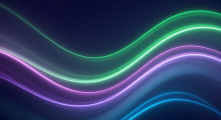 Poster - Abstract Luminous Curved Neon Lines Background with Gradient Color Display