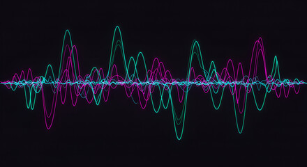 Poster - Abstract Neon Waveform Line Graphic, Audio Visualizer Sound Waves Background