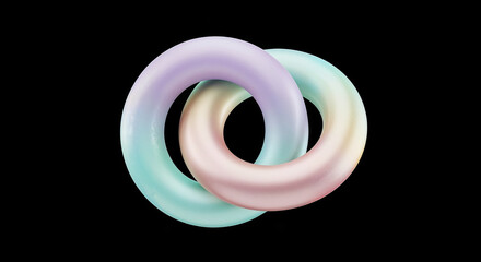 Aufkleber - Two intertwined pastel-colored rings creating an elegant symbol on black background