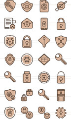 Poster - A collection of security and privacy icons arranged in rows and columns on a white background