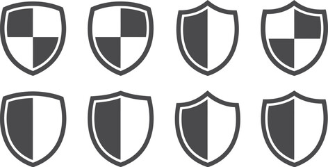 Aufkleber - Collection of eight shield icons displayed in a grid pattern on a white background vector image