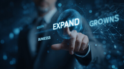 Poster - Close-up of hand interacting with holographic globe displaying 