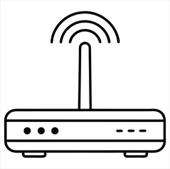 Poster - Wireless router icon line art isolated on white background