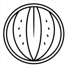 Poster - Simple watermelon slice line art graphic isolated on white background