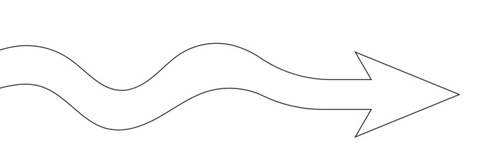 Aufkleber - Arrow path in one continuous line drawing . Concept of long right way up in simple linear style. Growing wisdom in editable stroke. Doodle vector illustration.
