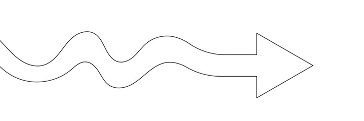 Aufkleber - Arrow path in one continuous line drawing . Concept of long right way up in simple linear style. Growing wisdom in editable stroke. Doodle vector illustration.