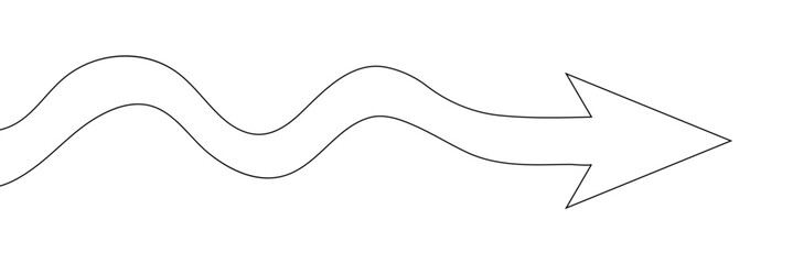 Aufkleber - Arrow path in one continuous line drawing . Concept of long right way up in simple linear style. Growing wisdom in editable stroke. Doodle vector illustration.