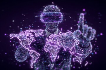 Poster - The engineer is working with digital technology to ensure security control, power energy, and sustainable resource environment technology in the metaverse digital cyber world
