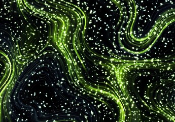 Poster - The abstract futuristic galaxy background is complemented by a modern seamless pattern and a dark modern Y2K illustration with sparkle stars and lines