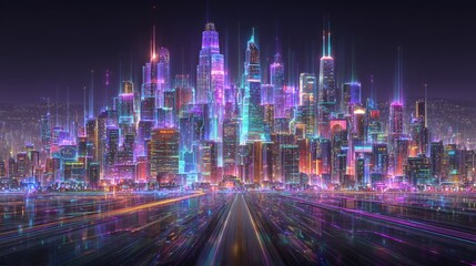 Poster - Dive into the concept of future digital technology metaverse set against a vibrant backdrop