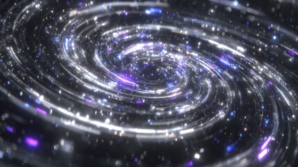 Poster - Glowing circular patterns and streaks of light dominate the abstract background of futuristic technology