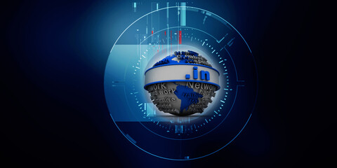 Fototapete - 3d rendering globe with dot in