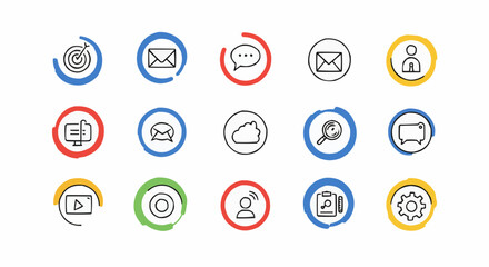 A comprehensive vector set of flat web buttons and icons for internet business design