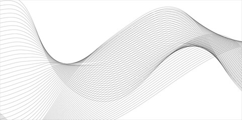 Poster - Abstract wavy grey stream element for design on transparent background isolated. Wavy white and grey lines background. Abstract business wave curve lines background. Vector illustration.