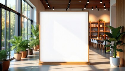 Poster - Blank advertising display in modern interior with greenery  