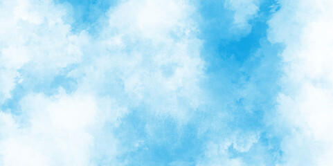Poster - Light sky blue shades watercolor background, the summer heaven is colorful clearing day blurred and grainy blue powder explosion on white background, abstract blue watercolor grunge texture.