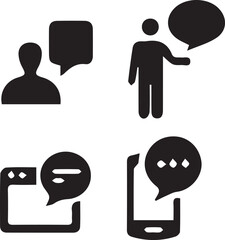 Poster - Speech bubble icon set: A versatile collection of speech bubble icons representing communication, conversation, and dialogue, perfect for adding a touch of engagement to any creative project.