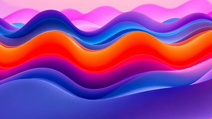 Poster - An abstract background with colorful layered waves in a vibrant, flowing design.