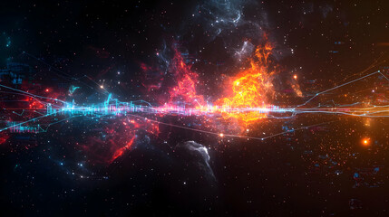 Poster - Abstract Cosmic Nebula Landscape With Glowing Colors