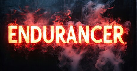 Poster - Bright text spells ENDURANCER amid fiery smoke effects. Dramatic lighting creates intense visual impact. Bold typography dominates dark background.