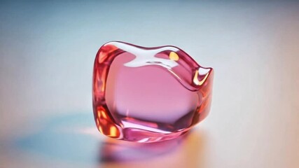 Poster - Abstract 3D Render of a Pink and Red Translucent Glass Cube Rotating Slowly