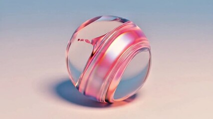 Poster - Abstract 3D rendering of a glass egg with swirling pink and clear colors