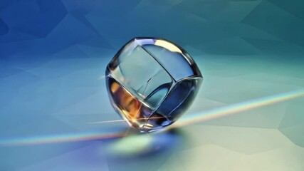 Poster - Animated 3D Crystal Sphere with Light Effects Rotating on a Gradient Background
