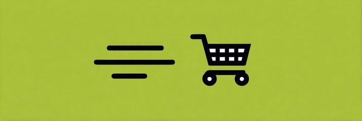 Aufkleber - Grocery Cart Transforms Into Smart Delivery Icon in Modern Design on Green Background