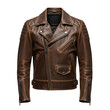 © Meheraj Hosen Mahid - Brown leather motorcycle jacket isolated on transparent background