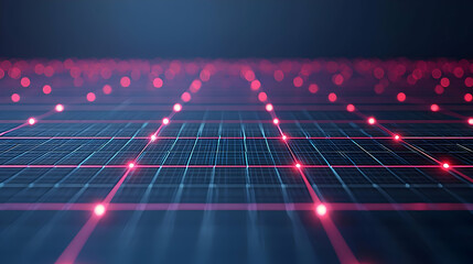 Poster - Abstract Futuristic Technology Grid With Red Light Points