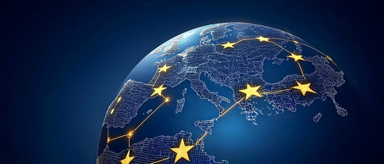 Poster - Detailed 3D Globe Displaying International Connections