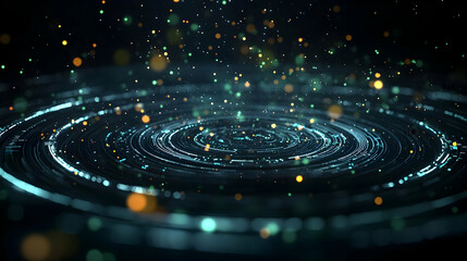 Poster - Abstract Digital Circles Glowing With Light Effects