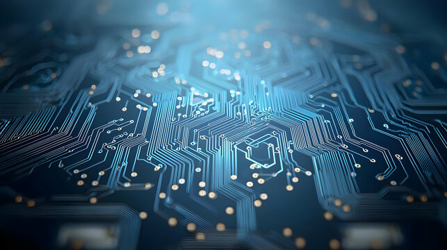Abstract Circuit Board Design In Dark Blue Tones
