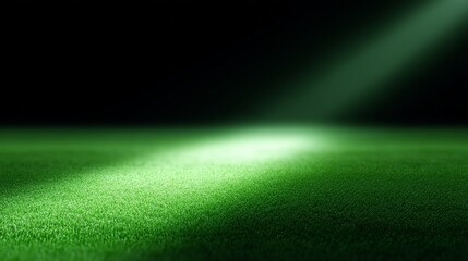 Aufkleber - A vivid spotlight shines onto lush green grass, highlighting its texture and color. The image creates an aura of tranquility and focus on nature. Perfect for sports or outdoor themes. AI