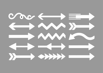 Fototapete - White Diverse Arrows: Directional Flow & Navigation Graphic Elements