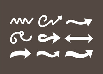 Poster - White Hand-Drawn Arrows: Diverse Directional Pointers & Flow Elements