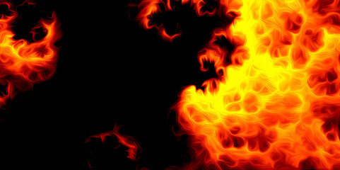 Wall Mural - fire flames on a dark background. fiery lava abstract texture patterns and intense red-orange glow i