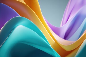 Fototapete - Colorful abstract waves undulating in a dynamic pattern with smooth gradients in vibrant tones