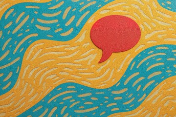 Poster - Colorful abstract design featuring a red speech bubble amidst flowing patterns