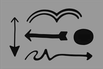 Poster - Simple Hand-Drawn Doodle Elements: Arrows, Curves & Basic Shapes