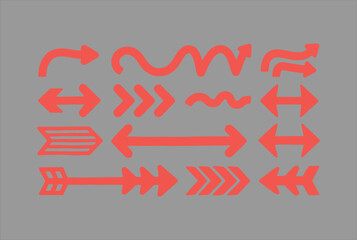 Fototapete - Red Illustrator Arrow Brushes: Diverse Directional Design Elements