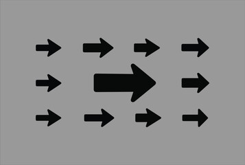 Poster - Black Aligned Arrows: Central Focus & Directional Flow Concept