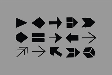 Fototapete - Black Abstract Arrow Vectors: Diverse Directional Shapes for Design